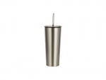 Sublimation 22oz/650ml Stainless Steel Tumbler w/ Straw (Silver)