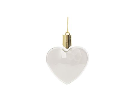 Sublimation 8cm Heart Shape Plastic Christmas Ball Ornament w/String(Clear w/o light)