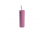 16oz/473ml Double Wall Plastic Skinny Tumbler with Straw &amp; Lid (Paint, Light Purple)