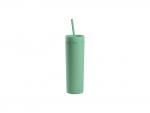 16oz/473ml Double Wall Plastic Skinny Tumbler with Straw &amp; Lid (Paint, Light Green)