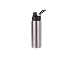 Garrafa Inox 25oz/750ml com tampa portátil (Prateado)