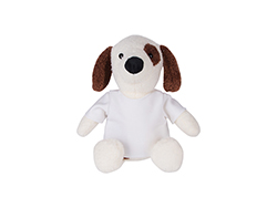 Cachorrinho de Pelúcia 28cm com camiseta (branco, Marrom)