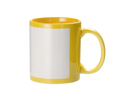 Taza Color Total con Recuadro Rectangular Blanco 11oz(Amarillo)