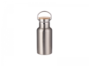 Sublimation 350ml/12oz Portable Bamboo Lid Stainless Steel Bottle (Silver)