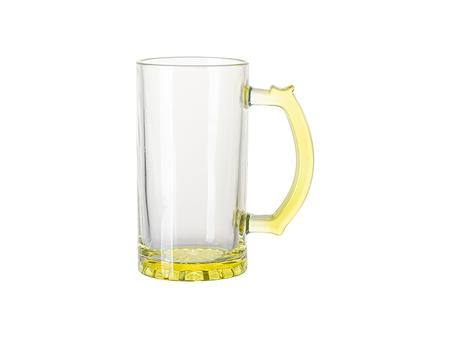 Jarra Cerveza de Cristal Transparente 16oz (Amarillo base y asa)