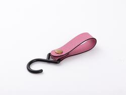 Engraving Outdoor PU Leather Hook (Pink/Black, 2*12cm)