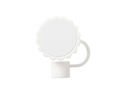 Silicone Straw Cover w/ Insert(White,Sunflower shape)
