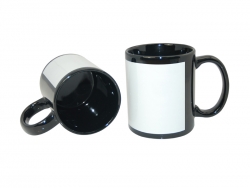 Mug 330 ml noir avec patch blanc Sublimation Transfert Thermique