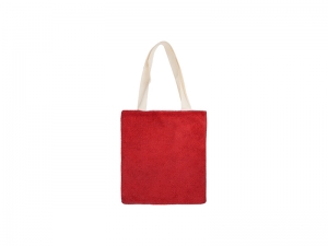 Sublimation Blended Plush Tote Bag (White w/ Red, 34*37cm)