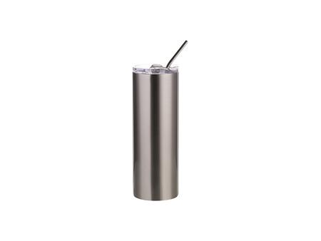 Tumbler Acero Inoxidable 20oz/600ml Con Pajita y Tapa Antifuga (Plateado)Cantidad mínima:500pcs