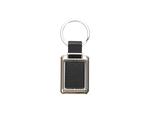 Engraving Blanks Metal  Rotatable Keyring  w/ Engravable Leather (Rect, Black)