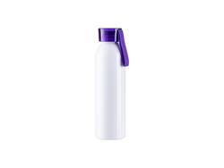 Garrafa Sport Slim Alumínio Branca 22oz/650ml com Tampa roxa