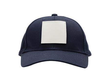 Cotton Cap with 2.5&quot;*2.5&quot; White Square Sub PU Leather Patch (Navy Blue)