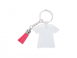 Sublimation Blanks Acrylic Keyring W/ Red Tassel (Clothes,5*4.5*0.4cm)