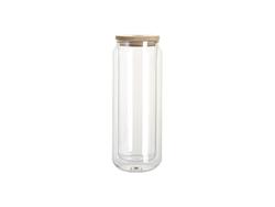 Botella Cristal Transparente 15oz/450ml con Tapa de Bambú