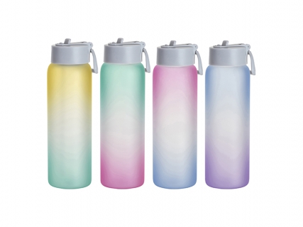 Sublimation Blanks 32oz/950ml Glass Sports Bottle w/ Grey Straw Lid