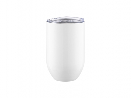 12oz/360ml Sublimation Blanks Straight Stainless Steel Stemless Wine Glass(White)