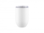 12oz/360ml Sublimation Blanks Straight Stainless Steel Stemless Wine Glass(White)