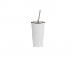 Sublimation 16oz/480ml Stainless Steel Tumbler w/ Straw (White)