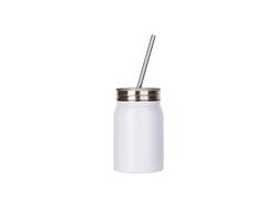 17OZ/500ml Inox Mason Tumbler com Straw(Branco)