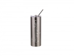 Engraving Blanks 20oz/600ml SS Tumbler with Straw &amp; Waterproof Flip Lid (Silver)