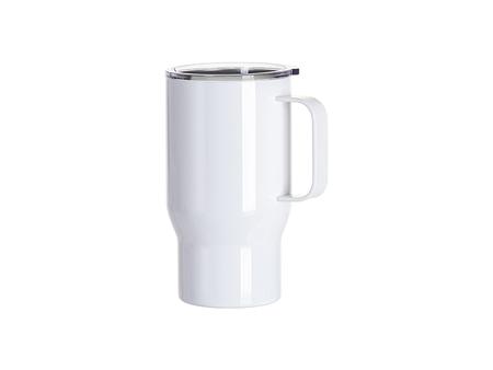 Tumbler Travel Acero Inoxidable 18oz/550ml con Tapa plana transparente y Asa (Blanco)Cantidad mínima 2000pcs