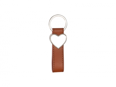 Sublimation Strip PU Key Chain(Heart, Brown)