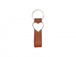 Sublimation Strip PU Key Chain(Heart, Brown)