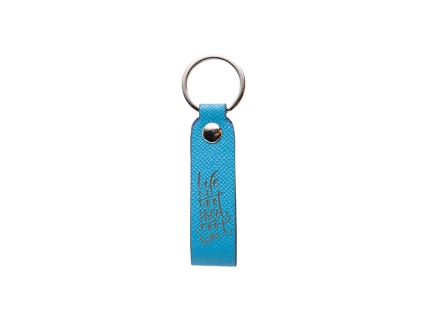 Laser Engraving PU Leather Keychain (Handle,Light Blue)