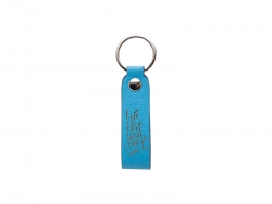 Laser Engraving PU Leather Keychain (Handle,Light Blue)