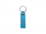 Laser Engraving PU Leather Keychain (Handle,Light Blue)