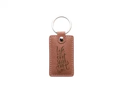 Llavero Cuero PU para grabado a láser (Rectangular, Marrón)