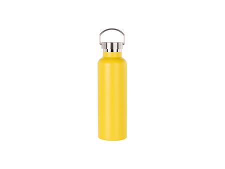 750ml/25oz Powder Coated Portable Lid Stainless Steel Bottle (Yellow)