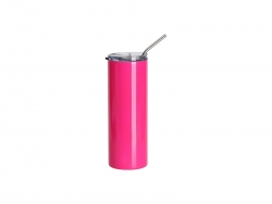 Sublimation Blanks 20oz/600ml Stainless Steel Fluorescent Tumbler with Straw &amp; Lid(Rose Red)