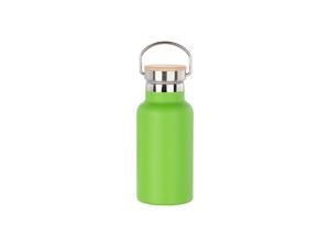 350ml/12oz Portable Bamboo Lid Powder Coated Stainless Steel Bottle (Green)