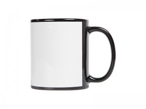 11oz Sublimation Full Color Mug with White Patch-Black