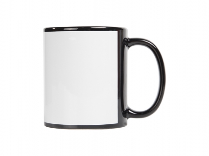 11oz Sublimation Full Color Mug with White Patch-Black