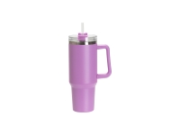 Engraving Blanks 40oz/1200ml Powder Coated Stainless Steel Travel Tumbler with Lid &amp; Straw(Purple)