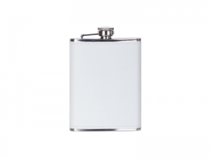Sublimation 8oz/240ml Stainless Steel Flask with PU Cover (White)