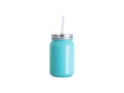 Mason Jar 15oz/450ml Sem asa full color (Azul lago)