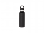 600ml/20oz Powder Coated Portable Lid Stainless Steel Bottle (Black)