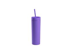 Vaso Plástico Doble Capa 16oz/473ml con Tapa y Pajita (Morado, Pintado) 