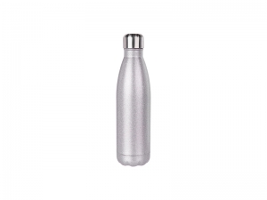 Sublimation 17oz/500ml Glitter Stainless Steel Cola Shaped Bottle(Silver)