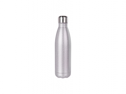 Sublimation 17oz/500ml Glitter Stainless Steel Cola Shaped Bottle(Silver)