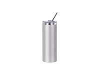 Sublimation 20oz/600ml Glitter Stainless Steel Skinny Tumbler with Straw &amp; Lid (Silver)