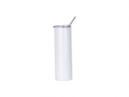 Sublimation 30oz/900ml Stainless Steel Skinny Tumbler w/ Straw &amp; Lid (White)