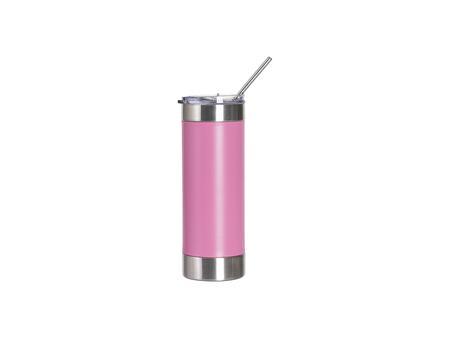 Tumbler Silicona y Acero Inoxidable 20oz/600ml para Grabado Láser  (Rosa/Blanco)Cantidad mínima 1000pcs