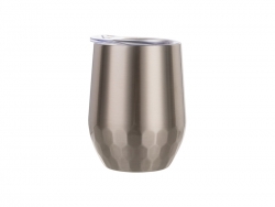 Sublimation 12oz Stainless Steel Stemless Wine Cup (Silver, Hexagon Pattern)