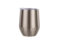 Sublimation 12oz Stainless Steel Stemless Wine Cup (Silver, Hexagon Pattern)