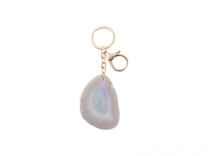 Engraving Agate Keyring (Gray, φ4-7cm)